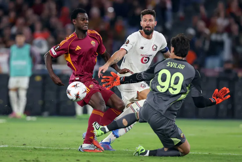 ita-uefa-league-roma-lille-rome-italy-october-evan-ndicka-olivier-giroud-mille-svilar-seen-action-day-as-407412171